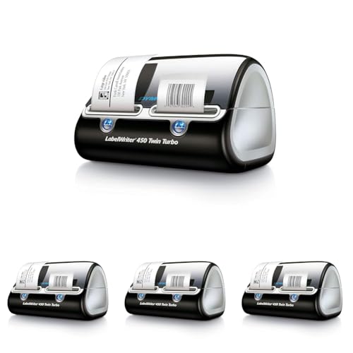 Image of DYMO Label Printer | Label Writer 450 Twin Turbo Direct Thermal Printer Fast Printing Great for Labeling Filing Shipping Mailing Barcodes and More Home & Office Organization,(Pack of 4)
