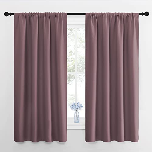 NICETOWN Blackout Curtains for Living Room, Darkening Window Curtain Panels, Easy-Care Solid Thermal Insulated Draperies/Drapes for Daughter Room (Dry