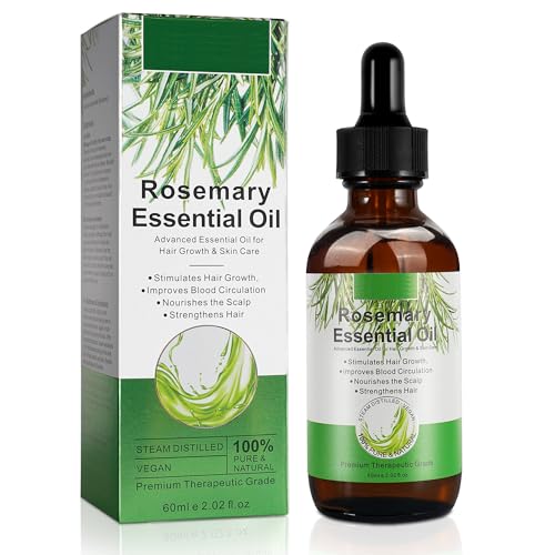 Aceite de Romero para el Crecimiento del Cabello 60 ml, Cuidado de la piel, Aceite para el Tratamiento de la Caída del Cabello para Mujeres y Hombres, Nutre el Cuero Cabelludo