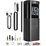 SERVOMASTER タイヤインフレーター ポータブルエアコンプレッサー、圧力計付きポータブルエアポンプ、電動タイヤポンプバッテリー 150PSI 12V DC、コードレスタイヤインフレーター LED付き 車 オートバイ 自転車ボール用