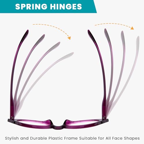 Image of 10 Pack Stylish Rectangular Reading Glasses Rhinestone Spring Hinges Readers With Pattern Design for Women Mix Color