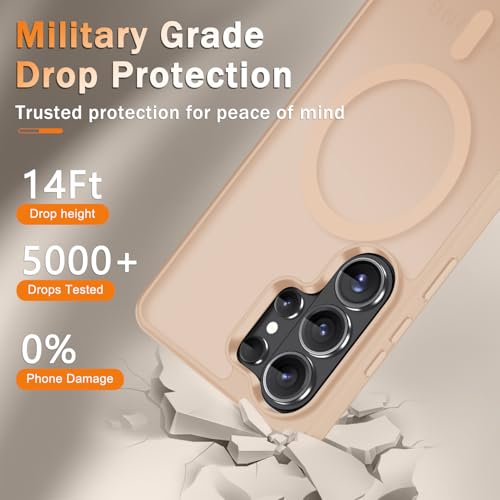 Image of for Samsung Galaxy S26 Ultra Case, Matte Magnetic Phone Cover, Coral Pink | Fit for MagSafe, Screen Protector included, Shockproof Military Grade Protection, Translucent Frosted Back