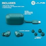 JLab Go Air Pop True bezprzewodowe słuchawki douszne Bluetooth i etui ładujące, turkusowe, podwójne połączenie, odporność na pot IPX4, połączenie Bluetooth 5, 3 ustawienia dźwięku EQ, sygnatura,