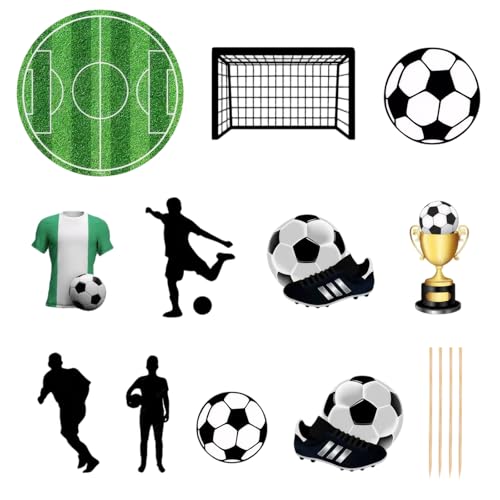 6 decorações de bolo de futebol, bolos decoração bolo futebol, Cupcake Toppers Cake futebol bolo adequado para festas temáticas de futebol desportos