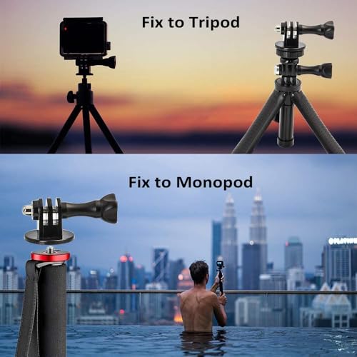 Image of 1 /4 Inch Tripod Screw Adapter with Tripod Base Mount for Gopro, DJI Action 5 Pro /4 /3, Insta360 & Other Action Cameras