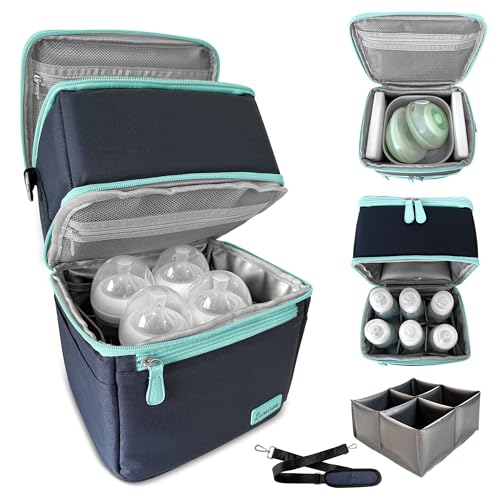 Image of LUXUROO Cool Insulated Breast Milk Cooler Bag with Dual Sections, Non-Toxic, Perfect for Day Care Bottles and Pumping Working Traveling Moms to Keep Breast Milk Cold and Fresh On The Go