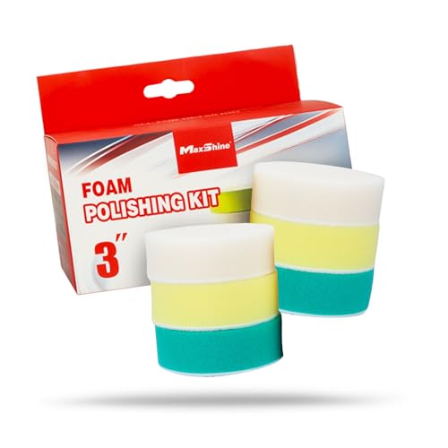 Image of Maxshine 3 inch Hook and Loop Foam Polishing Pads Kit - Specially Designed for Polishing Small Areas, Comes with 6 Pieces of Pads for Cutting, Polishing, Finishing (2 piece Each)