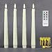Produktbild Rhytsing 4 flammenlose Led Stabkerzen mit Timerfunktion, Leuchterkerzen Tafelkerzen in Creme Weiß mit Wachstropfen-Optik, Fernbedienung und Batterien enthalten, Höhe 24,5 cm