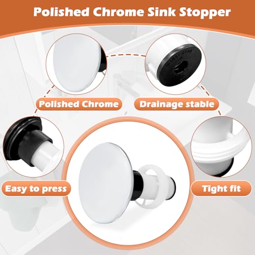 Image of 2 Pack 972-098A Drain Stopper Polished Chrome Sink Stopper