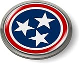 Tennessee State Flag 3D Domed CAR Emblem Badge Sticker Chrome Metal Bezel