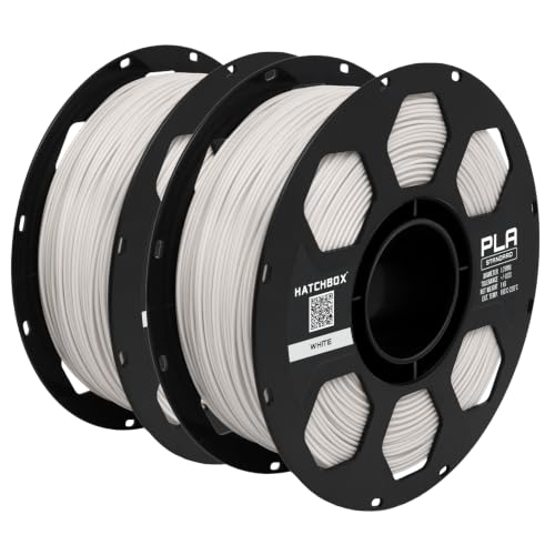 HATCHBOX 2 Pack Bundle of 1KG 1.75mm PLA 3D Printer Filaments, 2KG Total, Dimensional Accuracy +/- 0.03 mm, 3D Printing 