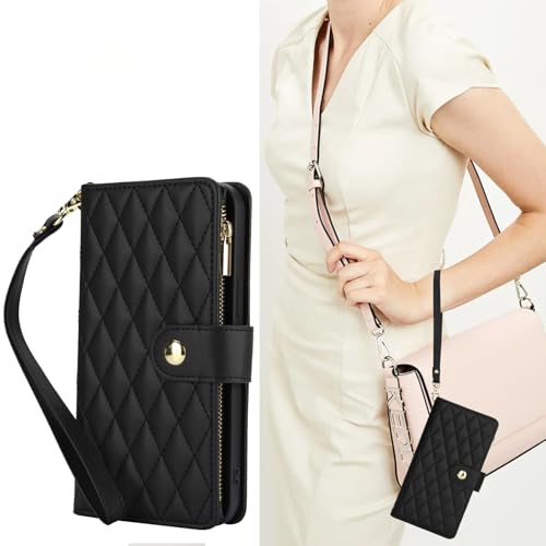 BEENTRYS Funda Cartera para Xiaomi Redmi Note 11 / Note 11S / Note 12S 4G Funda,Tipo Libro de Cuero PU Ranuras Tarjetas Bolsillo con Cremallera Soporte Mujer Niña Magnético Antigolpes Carcasa-Negro
