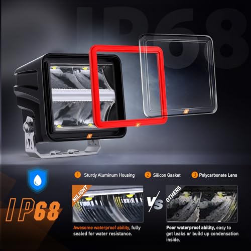 Image of Nilight LED Pod Lights with Amber DRL 3 Inch 20 W Cube Driving Light 2200 LM Super Spot Light 16AWG Wiring Harness Kit Off Road LED Work Lights for Jeep Truck UTV 4x4 ATV Motorcycle