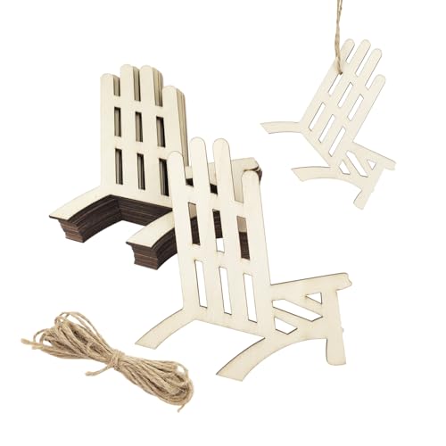 30 Pack 4 Inch Wood Beach Chair Cutouts Unfinished Wood Beach Chair Crafts Wooden Beach Chair Hanging Ornaments DIY Beach Chair Craft Gift Tags for Home Party Decoration
