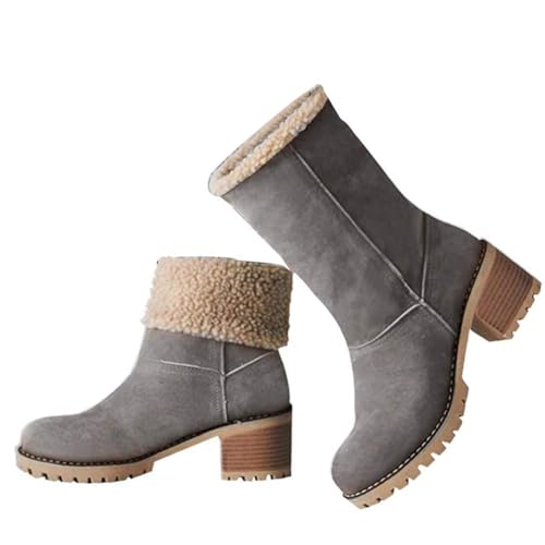 Best Winter Ankle Heel Boots: Stylish & Cozy Picks 13 VIMISAOI Winter Boots for Women, Comfortable Slip On Mid Chunky Heel Suede Warm Snow Ankle Boots Outdoor Shoes