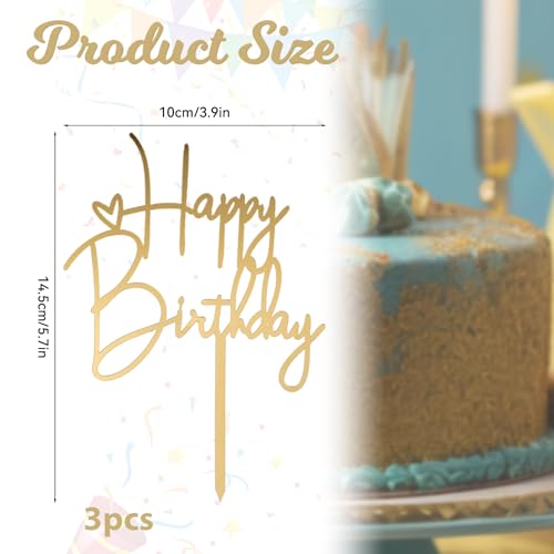 Qianyu 3 szt. toppery na tort z okazji urodzin akrylowe ozdoby na ciasto artykuły dekoracyjne na babeczki dekoracja dla kobiet mężczyzn pamiątka rocznicowa