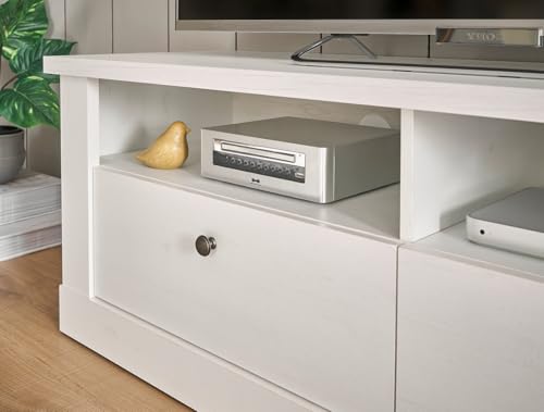 Furn.Design Wohnwand in weiß Pinie Landhaus, Wohnkombination 4-teilig mit Soft-Close-Funktion und viel Stauraum, Fiastra – Bild 4