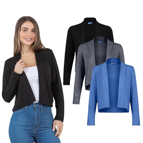 Image of Azules Cropped Cardigan for Women, Open Front Drape Lightweight Sweater Long Sleeves Women's Cardigans
