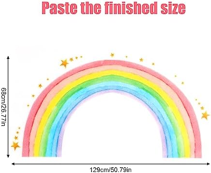 Large Rainbow Wall Decal, Boho Rainbow Wall Sticker Star Wall Stickers Peel and Stick Wall Decals Living Room Wall Decor for Baby Nursery Girls Bedroom 2 41UGGzuomTL. AC