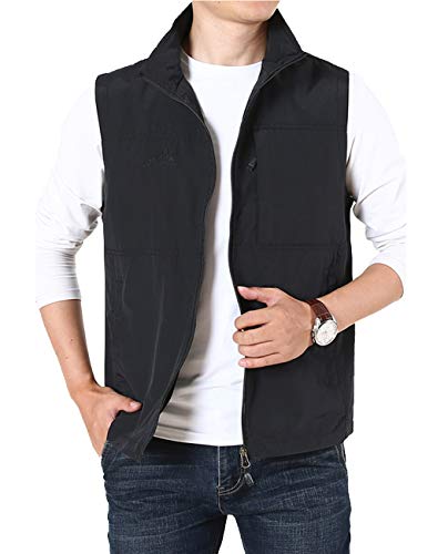 Image of Hixiaohe Mens Lightweight Vest Outerwear Casual Summer Outdoor Travel Vest for Hiking Fishing Golf Photo Work with Pockets