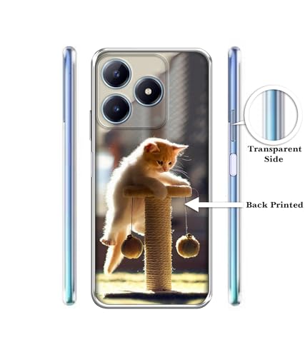 Image of Cat Climbing Design Printed Silicon Soft TPU Back Case Cover for Realme C63 4G / Narzo N63 4G