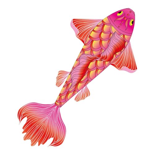 YIJU Koi Kite Carp Kites for Adults Children Game Activity Easy Assembly Fish Kites Easy Flyer Kites for Lawn Backyard Beach Trip, Red