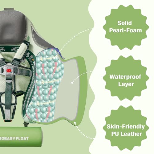 Mambobaby No-Flip Baby Pool Float with Canopy & Tail Non-Inflatable Swim Float for Infants, Pearl-Foam, UPF 50+ & Adjustable Safety Five-way Harness, Skin-Friendly for Boys Girls 3-24 Months(Dinosaur) by NEWONE - Image 4