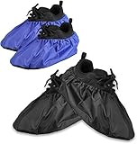 2 Paar Wiederverwendbare Überschuhe, Wasserabweisend, Rutschfest und Waschbar für Bauunternehmer, Schwarz und Blau