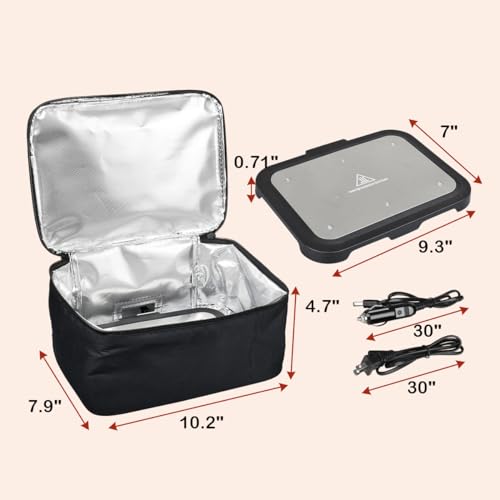 TN TONNY Mini Portable Oven,12V /110V Electric Lunch Box Personal Food Warmer Microwave Heated Lunch Box Portable Lunch Totes for Office/Home/Truck/Outdoor