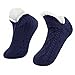 USB Heated Fleece Fuzzy Socks Thermal Home Slipper Socks Fluffy Winter Electric Feet Heating Pad Knit Wool Cozy Foot Warmers Non Slip Grips Ankle Socks Christmas House Slippers for Women Men