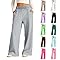 Girls Wide Leg Joggers Kids Thick Warm Tracksuit Bottoms Elastic High Waist Straight Leg Baggy School Trousers Solid Color Oversized Sweatpants with Pockets (Blackish Green, 11-12 Years)