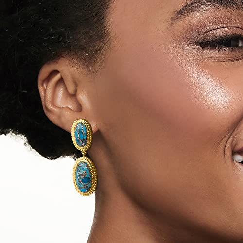 Ross-Simons Turquoise Roped Drop Earrings In 18Kt Gold Over Sterling #TOP2