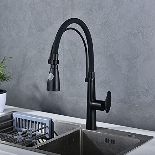 Robinet de cuisine en laiton de qualité commerciale mitigeur noir mat et chrome durable