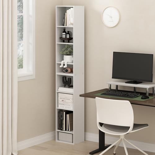 Furinno PASIR Book Shelf, 8-Tier Bookshelf, Bookcase with Open Shelf, 9.3 x 11.8 x 70.9, for Living Room, Bedroom, Home Office, White by Furinno - Image 2