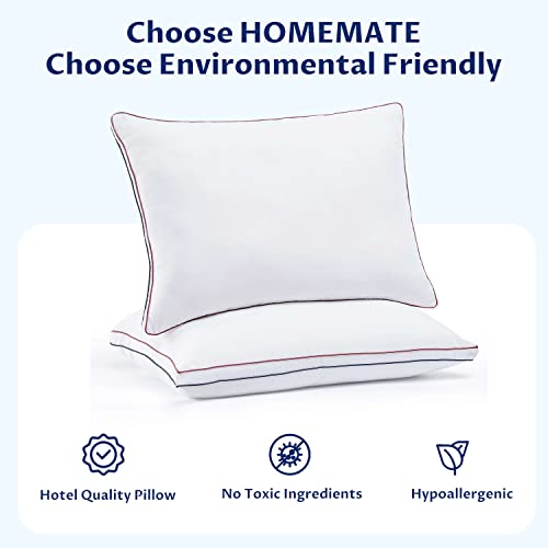 Homemate Bed Pillows For Sleeping - King Size(20"X36") Set Of 2 Gusset Pillows Allergy Friendly Microfiber Shell Fluffy Down Alternative Filling Pillow Suitable Back Stomach Or Side Sleepers #TOP4