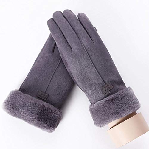 DIODIOR Guanti Guanti Touch Screen da Donna Guanti invernali a Doppio Strato sfocati caldi Con ricami a fiocco di Neve caldi, 081C-T-grigio, Taglia Unica Cover