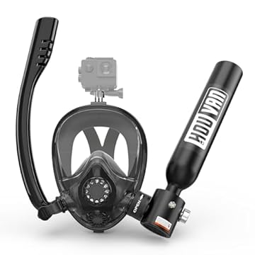 snorkeling mask with air tank