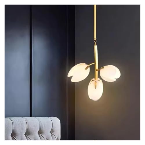 Full Brass Floral Glass Modern Chandelier, Living Room,Ceiling Light, Modern