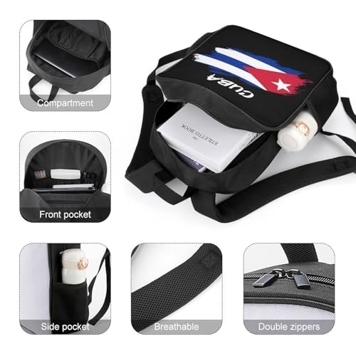 Cuba Cuban Flag Travel Backpack Casual Daypack Shoulder Bag with Adjustable Shoulder Straps for Hiking4