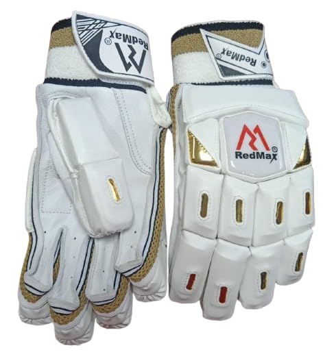 RedMax® Premium Cricket Batting Gloves, White & Gold Youth Size | Multi-Layer Foam Padding, Air Ventilation Vents, Adjustable Wrist Strap, Premium Leather Build, Youth Playing Levels-picture-14