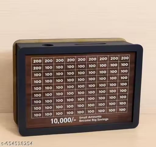 Image of Wooden Money Bank, Piggy Bank for Kids, Wood Material, Coin Saving Box (10,000 Money Bank 02)