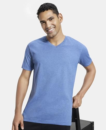 Image of Jockey 2726 Men's Super Combed Cotton Rich Solid V Neck Half Sleeve T-Shirt