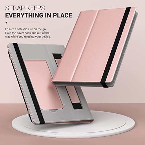 MoKo Custodia Cover Universale Compatibile con E-Lettore Kindle/Kobo/Voyaga/Lenovo/Sony/Tolino da 6", 6,8" e 7", in Pelle PU con Chiusura di Elastico, Doppio Supporto e Manico, Oro Rosa - Image 7