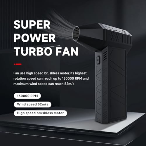 TICFOX Elektryczne dmuchawy odkurzające, X3 Mini Turbo Jet Wentylator Dmuchawa Turbo 130000RPM Mocna dmuchawa 3 biegi regulowany Air Duster z 6000mAh akumulatorem do czyszczenia PC, samochodu, sofy