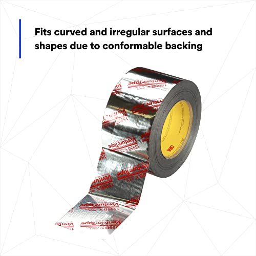 Image of Venture Tape 3M UL181B-FX Polypropylene Duct Tape 1599B, Silver Color, UL Printed, Cold Weather Adhesion, Acrylic Adhesive, Sealing, 2.83 in x 120 yd, 3 mil
