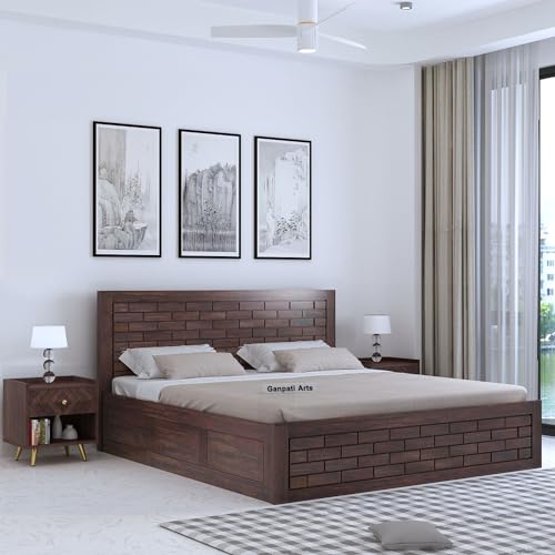Ganpati Arts Italian Solid Sheesham Wood Queen Size Bed with Box ...