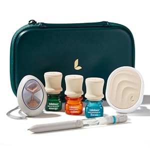 Lifelines Sensory Essentials Travel Set, Includes Pen Diffuser, Grounding Stone Fidget, Everyday Diffuser, and Three Bottles of Lifelines Essential Oil Blend in Travel Case