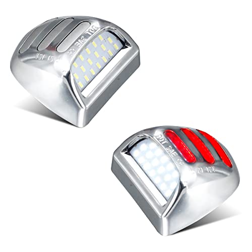 RUXIFEY Chrome LED License Plate Lights Red Neon Tube Tag Light Compatible with Chevy Silverado GMC Sierra 1500 2500 3500 HD Yukon XL Cadillac Escalade EXT