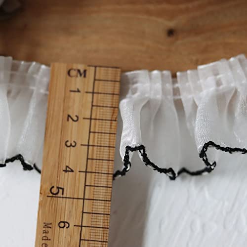 Kuasting 3 Yards Ruffled Pleated Lace Fabric Trim Pleated Chiffon Black And White Matching Dress Decoration Tulle Fabric Applique Trimming Craft Sewing Diy Craft Sewing Decoration (3 Yards, White) #TOP1