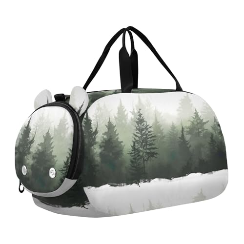 Pine Trees Duffle Bag for Girl, Sports Duffle Gym Bags with Shoe Compartment, Personalized Overnight Bag Travel Weekender for Kids
